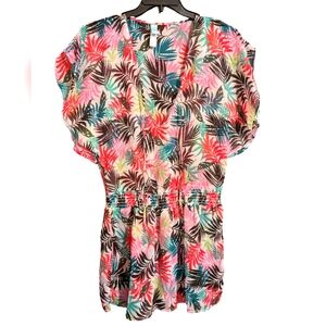 Ocean Club bright colorful floral sheer kaftan/beach/swimsuit cover up NWT/NWOT